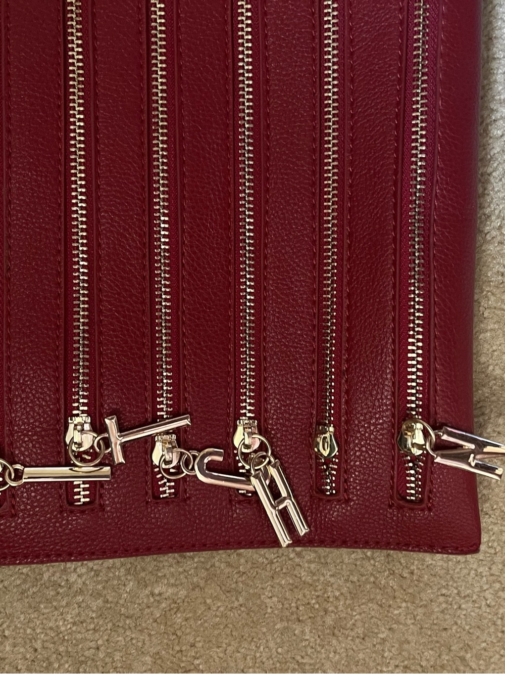 Red Leather Zip-Front Women's Clutch